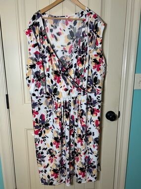 Roaman's Women’s Floral Sleeveless Fit & Flare Dress 34W Spring Summer Cocktail